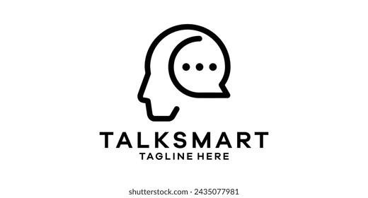 head and chat logo design, logo design template symbols, creative ideas.