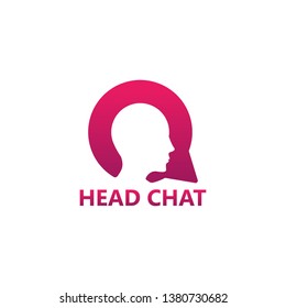 Head Chat Logo Template Design Vector, Emblem, Design Concept, Creative Symbol, Icon