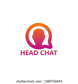 Head Chat Logo Template Design Vector, Emblem, Design Concept, Creative Symbol, Icon