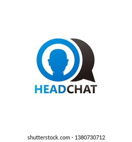 Head Chat Logo Template Design Vector, Emblem, Design Concept, Creative Symbol, Icon