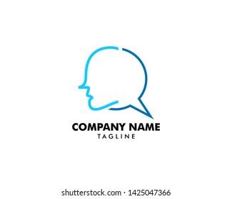 Head Chat Logo Template Design Vector