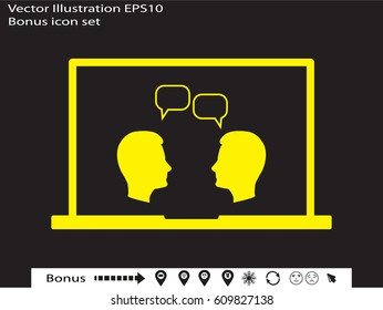 head, chat, notebook, icon, vector illustration eps10