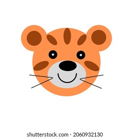 The head of a cheerful tiger cub of bright color.