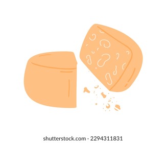 La cabeza de queso se corta a la mitad. Ilustración del vector