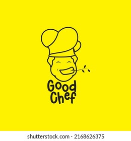 head chef big smile happy logo design vector graphic symbol icon illustration creative idea