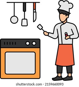 Head Chef Concept, Dietary habits or employees in the kitchen vector color icon design, behavioral orientations symbol, Individual identity or Style of life Sign, Sustainable living stock illustration