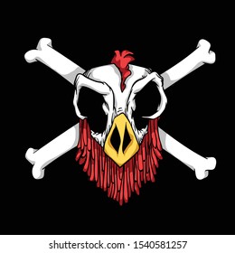head chicken cartoon with scull styles