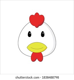 Head Chicken Emoticon vector with white background