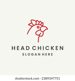 Head chicken logo icon design template flat vector