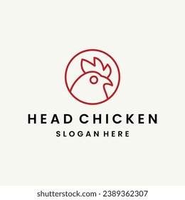 head chicken logo icon design template flat vector