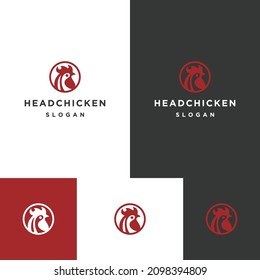 Head Chicken logo icon flat design template 