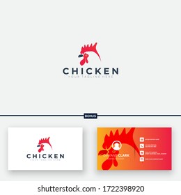 head chicken red logo design