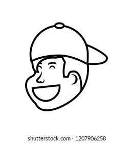 head of child boy with cap avatar character