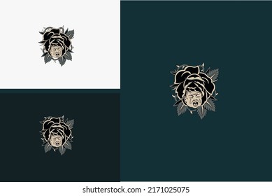 head child and flower vector flat design