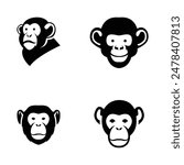 Head Chimpanzee Logo icon design illustration template