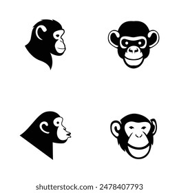 Head Chimpanzee Logo icon design illustration template