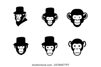 Head Chimpanzee Logo icon design illustration template