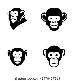 Head Chimpanzee Logo icon design illustration template