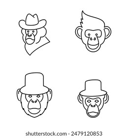 Head Chimpanzee Logo icon design illustration template