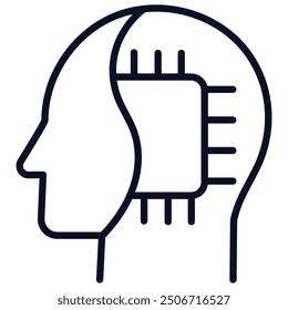 Head with Chip Icon Design. Represents Artificial Intelligence, Chip, AI, Technology. Vector icon.