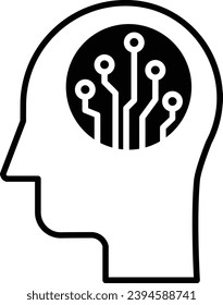 Head chip solid glyph vector illustration