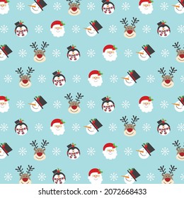 Head of christmas characters pattern for christmas card, gift wrap design
