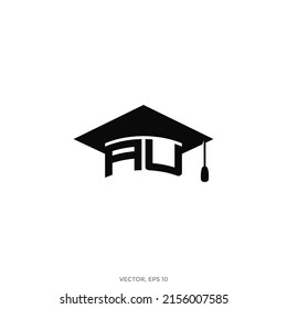 Head circumference using the letter AU on the graduation cap - Vector