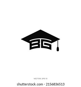 Head circumference using the letter BG on the graduation cap - Vector