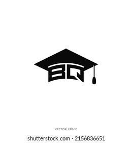 Circunferencia de la cabeza utilizando la letra BQ en la tapa de graduación - Vector