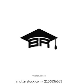Head circumference using the letter BR on the graduation cap - Vector
