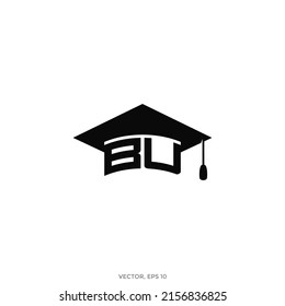 Circunferencia de la cabeza utilizando la letra BU en la tapa de graduación - Vector