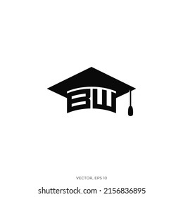 Head circumference using the letter BW on the graduation cap - Vector