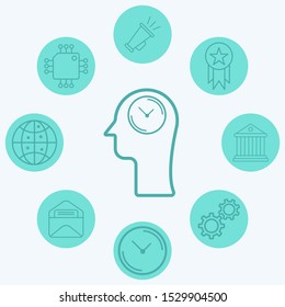Head clock vector icon sign symbol