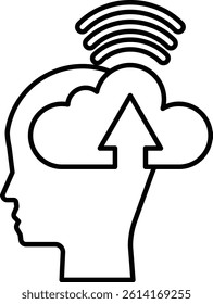 A head with a cloud and an arrow pointing upwards
