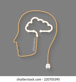 head with cloud as a brain, idea eps10 vector concept