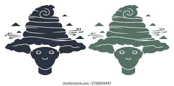 Head and cloud hair