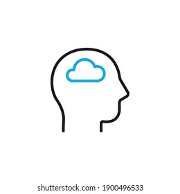 Head With Cloud, Mood Swigns Symbol - Simple Line Icon Vector