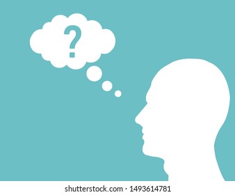 Head cloud think for concept design. Isolated think cloud.Think idea concept. Head cloud think in flat style on blue background. EPS 10