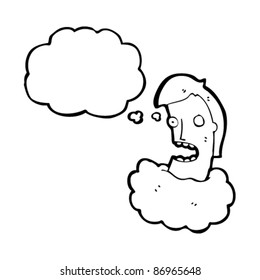 Kopf in Wolken Mann Cartoon mit Gedankenblase