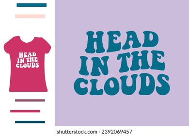 Cabeza en el diseño de la camiseta de las nubes