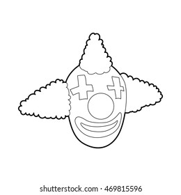 Head clown icon in outline style isolated on white background. Jester symbol