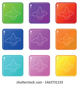 Head clown icons set 9 color collection isolated on white for any design
