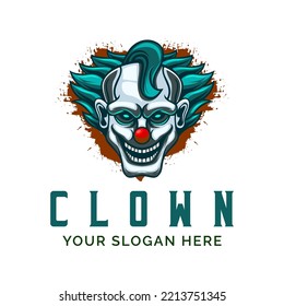 Head of Clown Logo Design Vector Mascot template