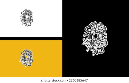 head cobra with fangs vector outline design