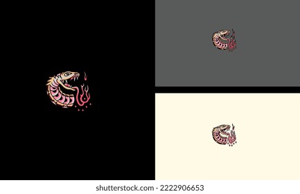 head cobra with fire vector illustration design