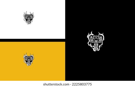 head cobra and flames vector outline design