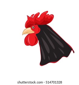 The head of the cock on white background. The rooster sign in the Chinese horoscope, symbol of the New Year. Vector illustration.