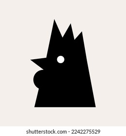 Head of cock silhouette, chickens head logo. Hen simple minimal flat icon