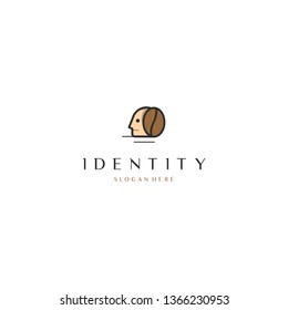 Head Coffee Lover Illustration Creative Logo Design