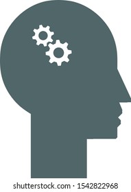 Head with cog icon. Vector illustration